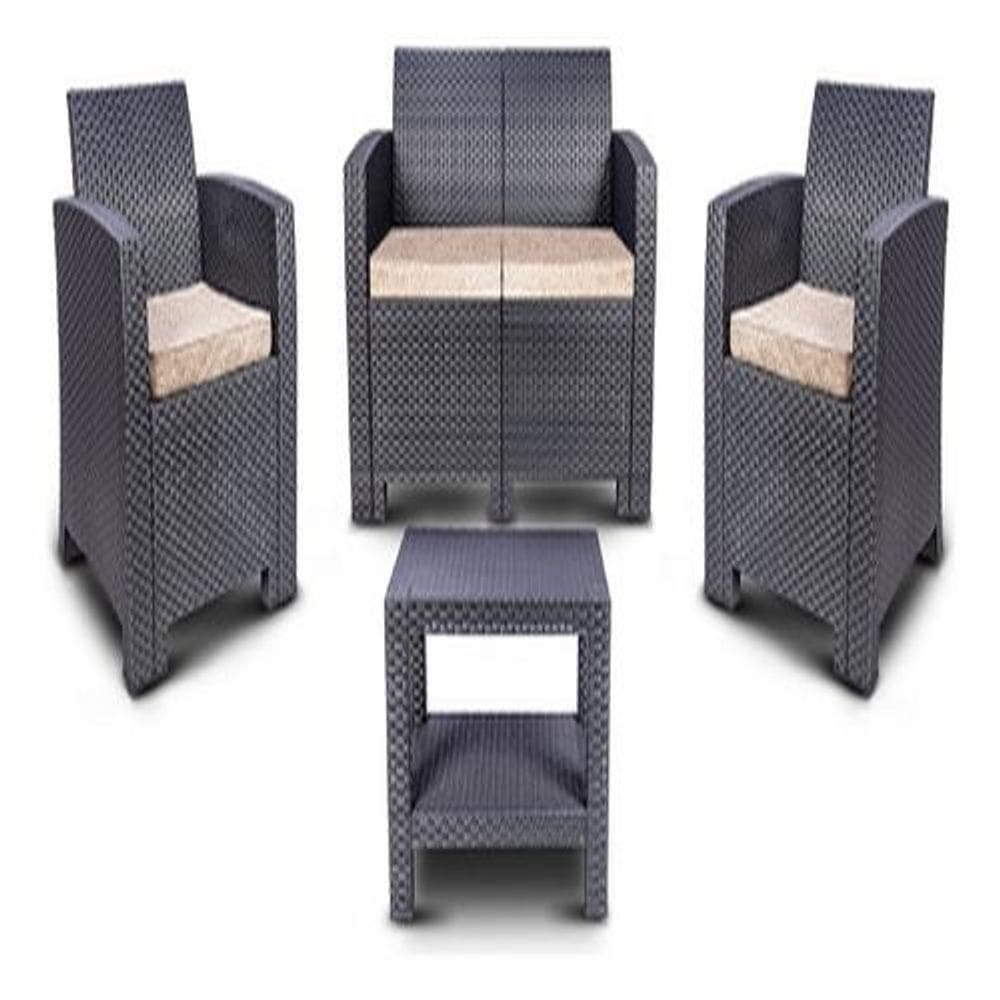 Conjunto Rattan Jardim Completo Sofá Poltrona Mesa 4 Lugares