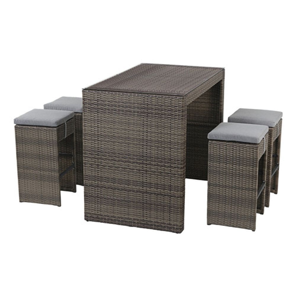 Conjunto Alto Vime Rattan Jardim E Varanda 4 Banquetas Mesa