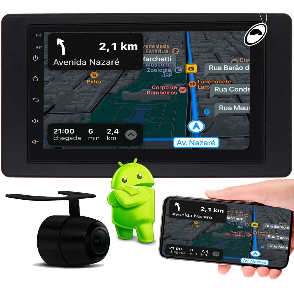 Multimidia 7\" Polegadas Android Kangoo 1998 a 2018 Android Auto CarPlay Wi-Fi + Câmera de Ré