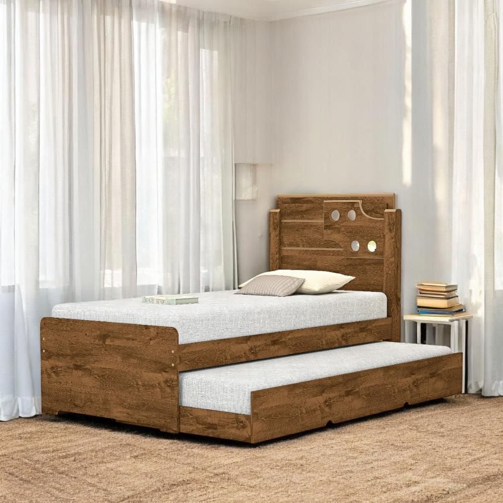 Cama Bibox Solteiro Luiza Malbec com 02 Colchões