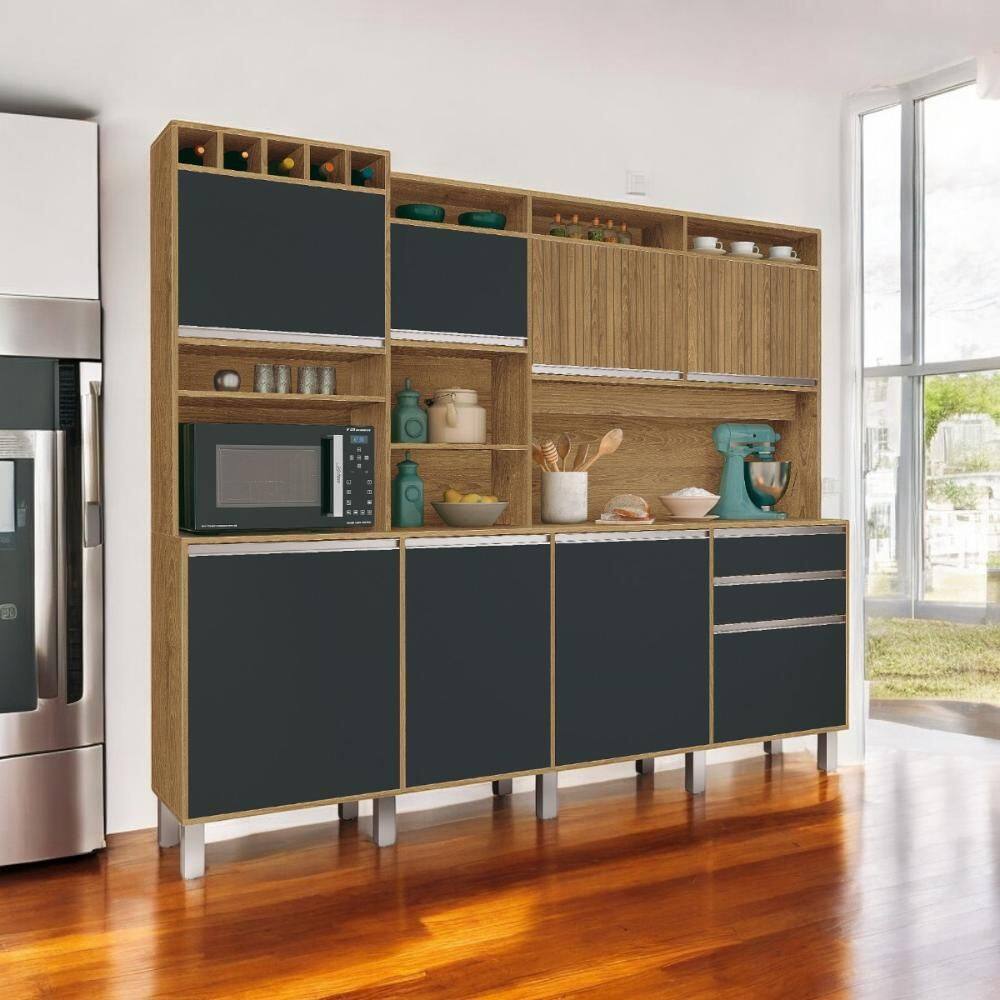 Cozinha Moderna 08 Portas Smart Freijó e Grafite