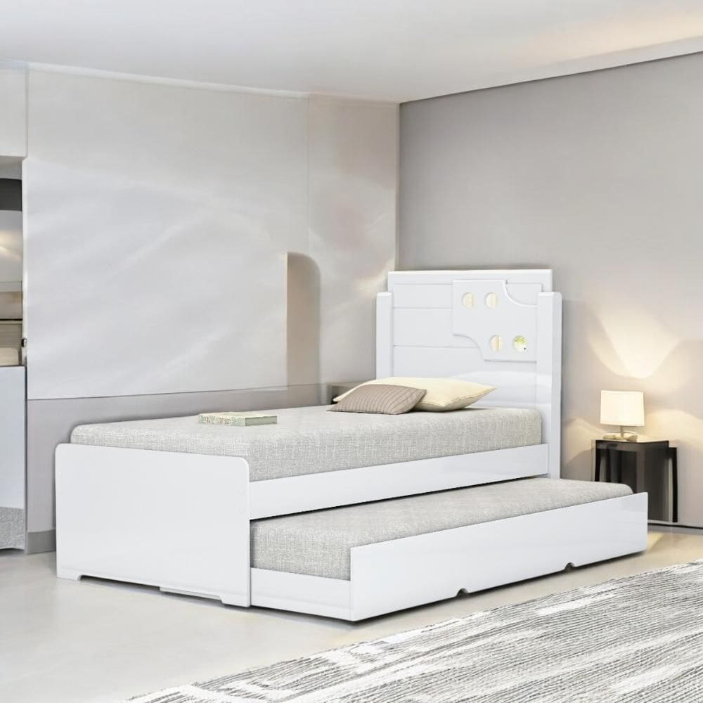 Cama Bibox Solteiro Luiza Branca com 02 Colchões