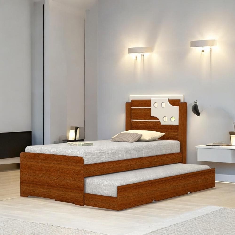 Cama Bibox Solteiro com Aplique Luiza Cinamomo e Off White
