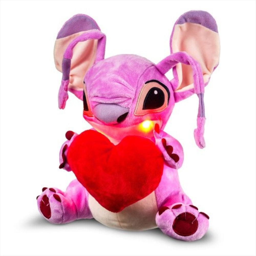 Pelúcia Personagem Angel Coração Interativo Luz e Sons 30cm Rosa Multikids BR1514
