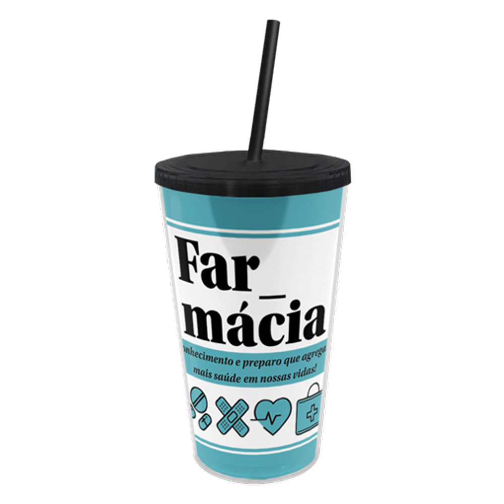 Copo Canudo Profissões - Farmácia