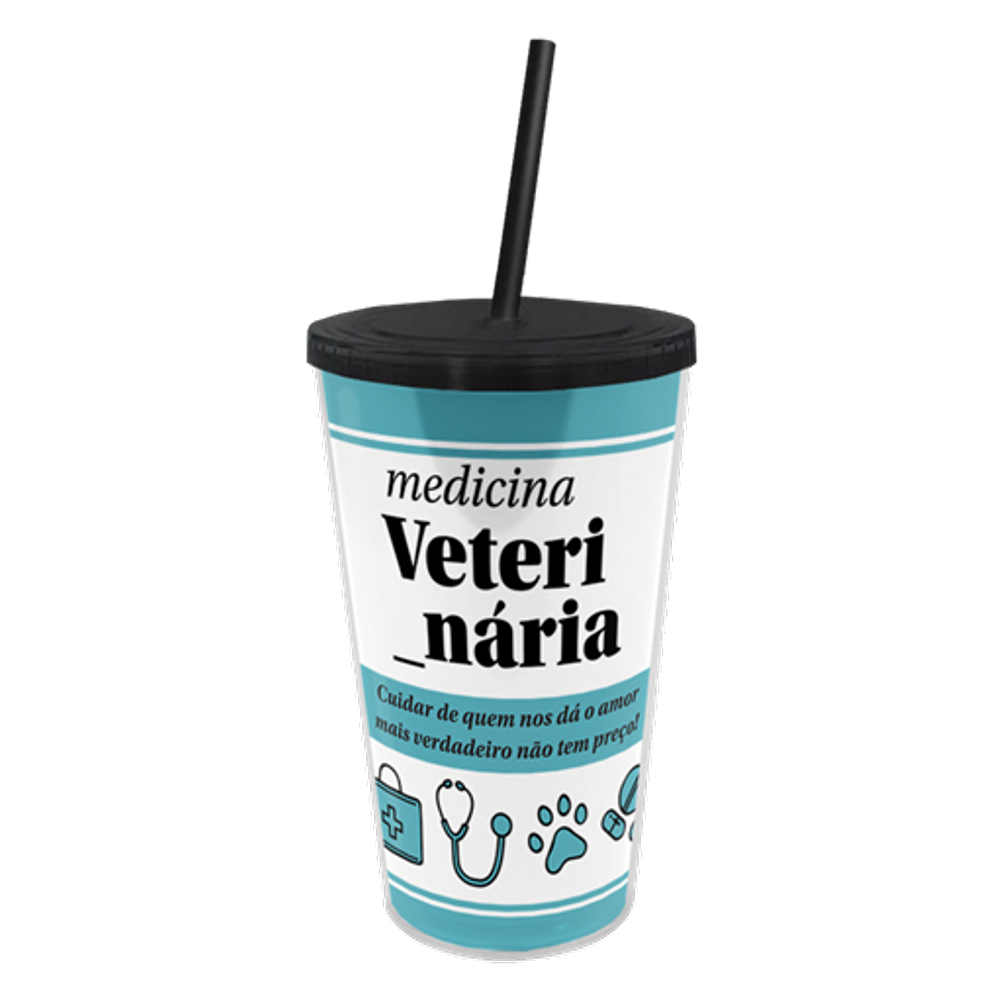 Copo Canudo Profissões - Medicina Veterinária