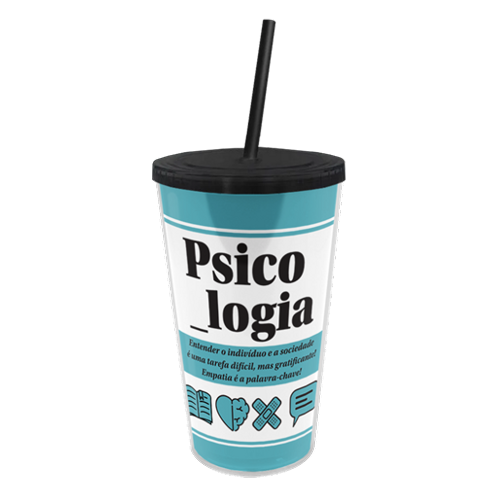 Copo Canudo Profissões - Psicologia