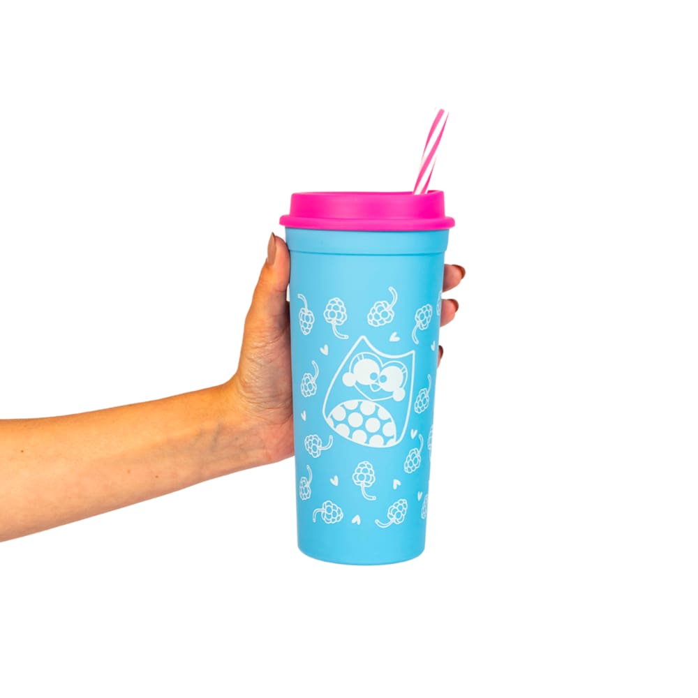 Copo Canudo Slim 650ml - Owl Lover