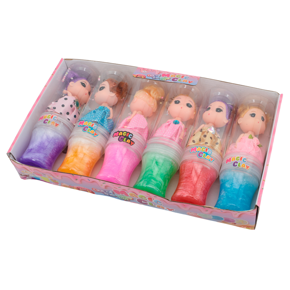 Slime Lama de Cristal Sereia 6 Unidades e Chaveiro de Boneca