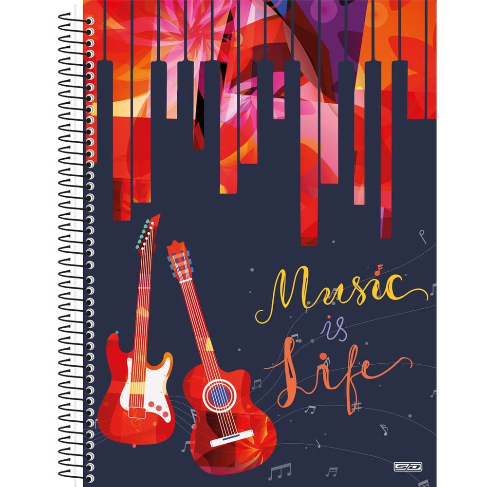 Caderno de Música Grande Universitário 1 Matéria Pautado 80 Folhas Animativa
