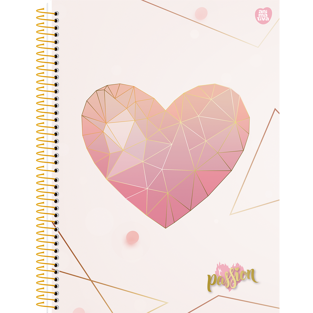 Caderno Espiral Universitário Capa Dura Passion 10 Matérias 160 Folhas Animativa