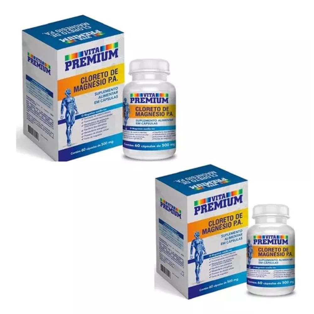 Kit 2 Cloreto De Magnesio P. A. 60capsulas 500g Vita Premium