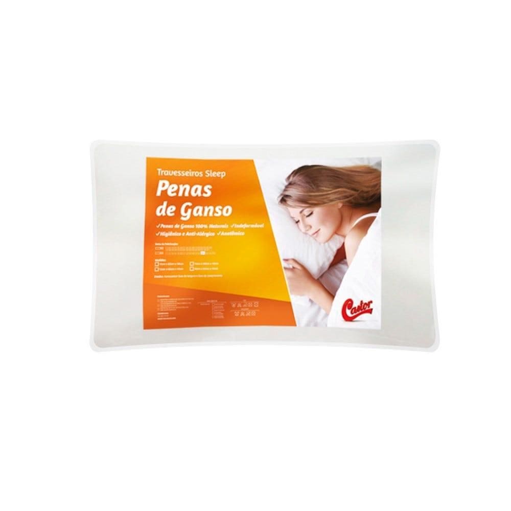 Travesseiro Castor Sleep Pena de Ganso 40x60x11cm