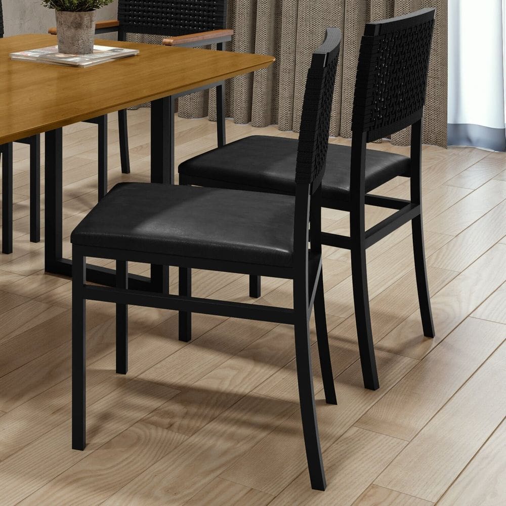 Kit com 02 Cadeiras para Sala de Jantar Madri Preto