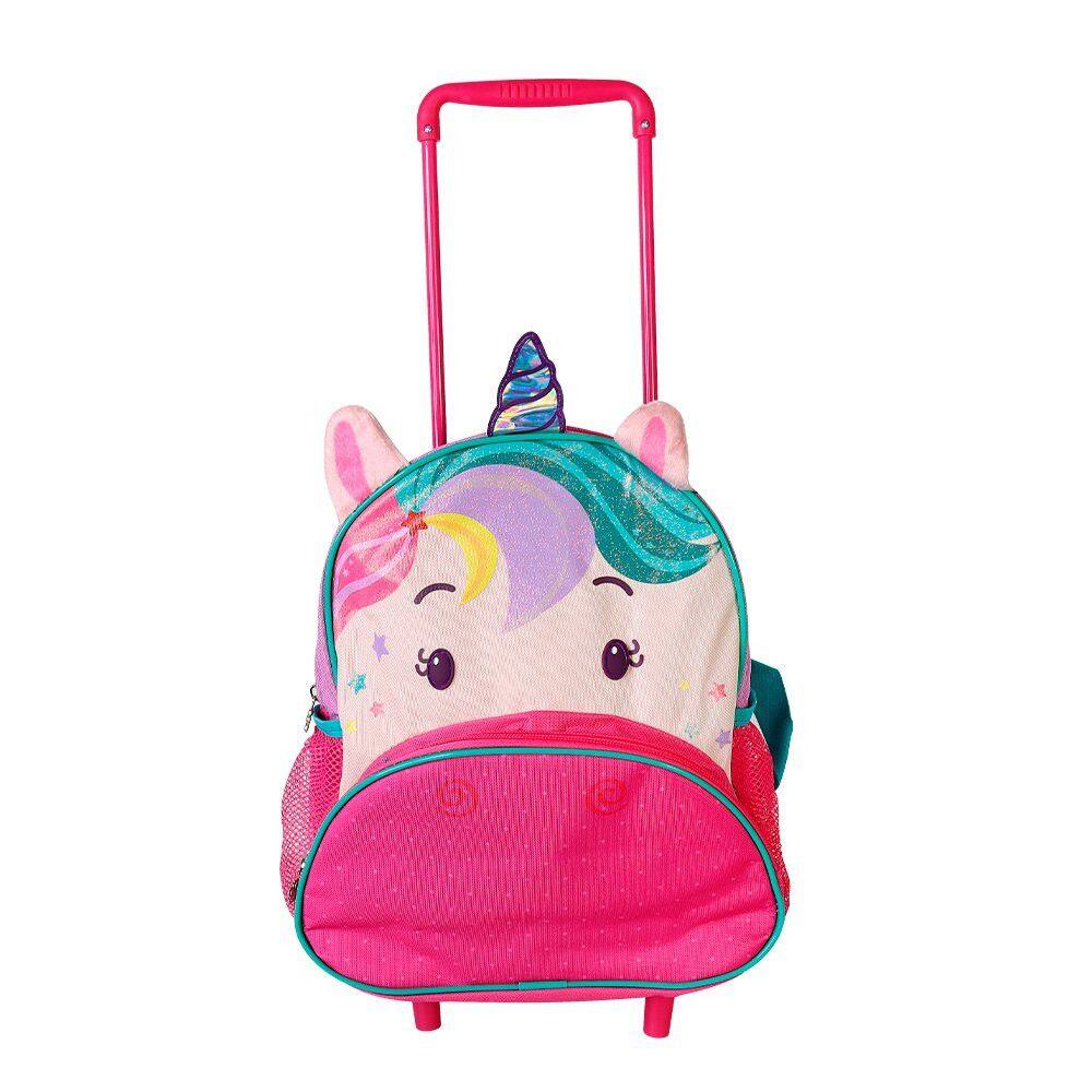 Mochilas Passeio Escolar Infantil Com Rodinha Criança Unicornio Bichinho Zoo Menina
