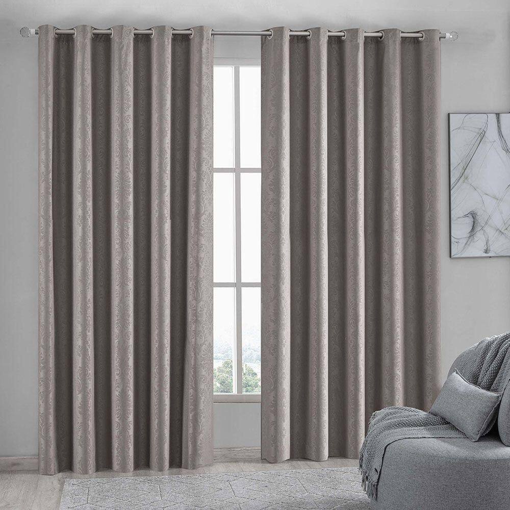 Cortina Iza Jacquard Estampado Floral 2,00x1,60m Sala Quarto Varão 2m - Cáqui