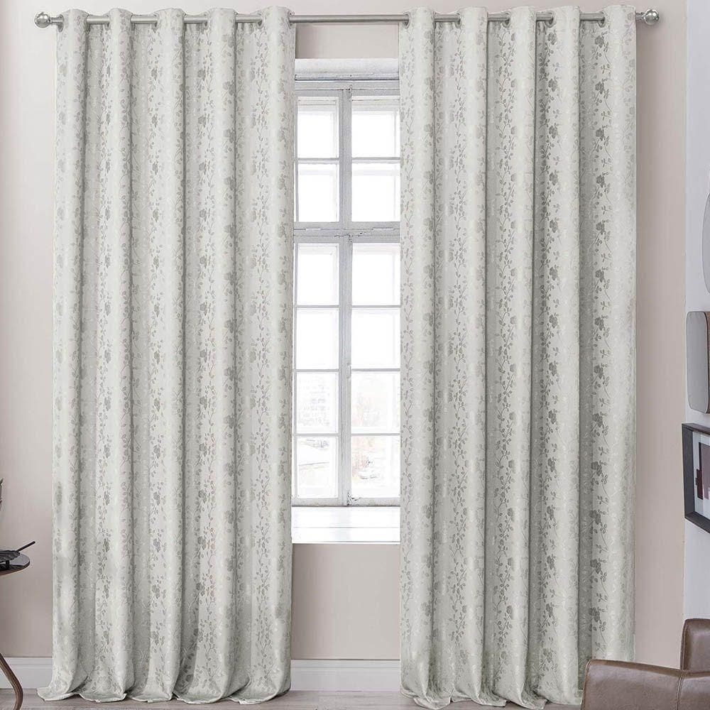 Cortina Dalia Jacquard Estampado Floral 2,00m X 1,70m Sala Quarto Varão 2m - Bege