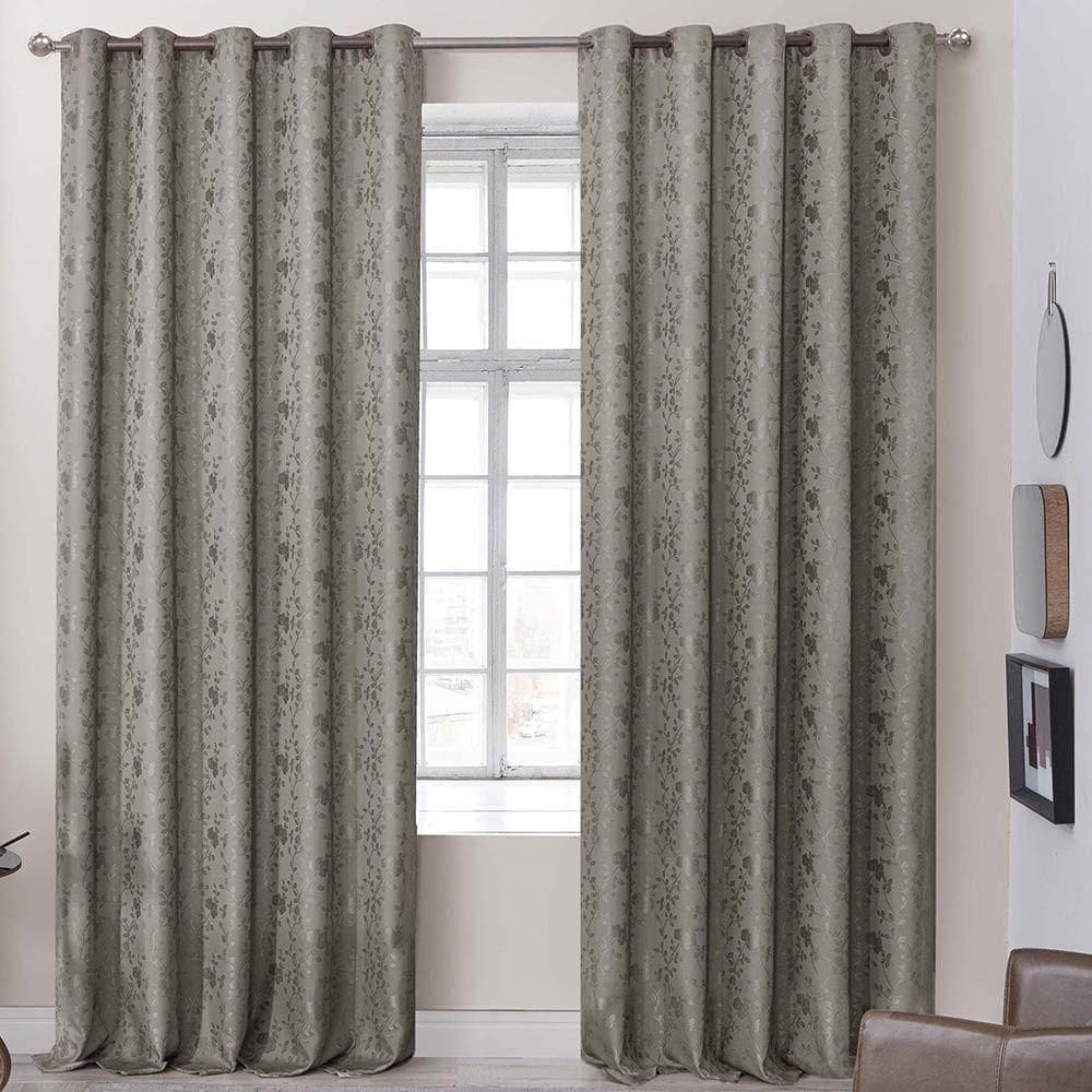 Cortina Dalia Jacquard Estampado Floral 2,00m X 1,70m Sala Quarto Varão 2m - Marrom