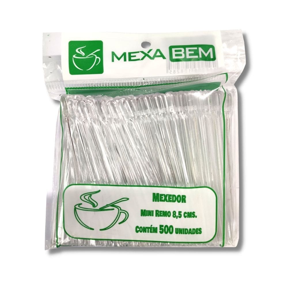 Kit C/ 01 Pct. De Mexedor Tipo Mini Remo (8,5 Cm.) Cristal C/ 500 Un. (Mexa Bem)