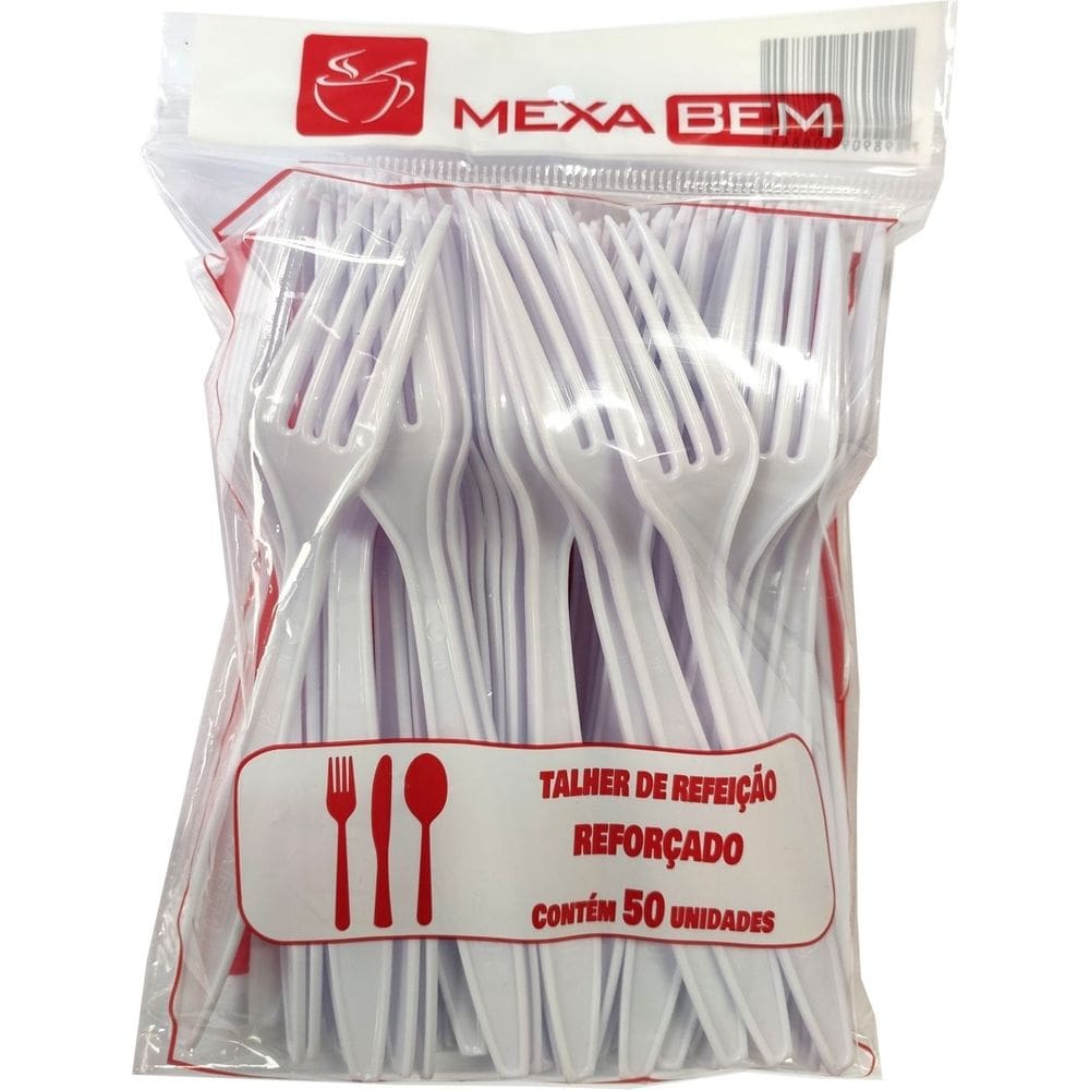 Kit C/1 Pct Garfo Refeicao Master Branco C/50 Un.(Mexa Bem)
