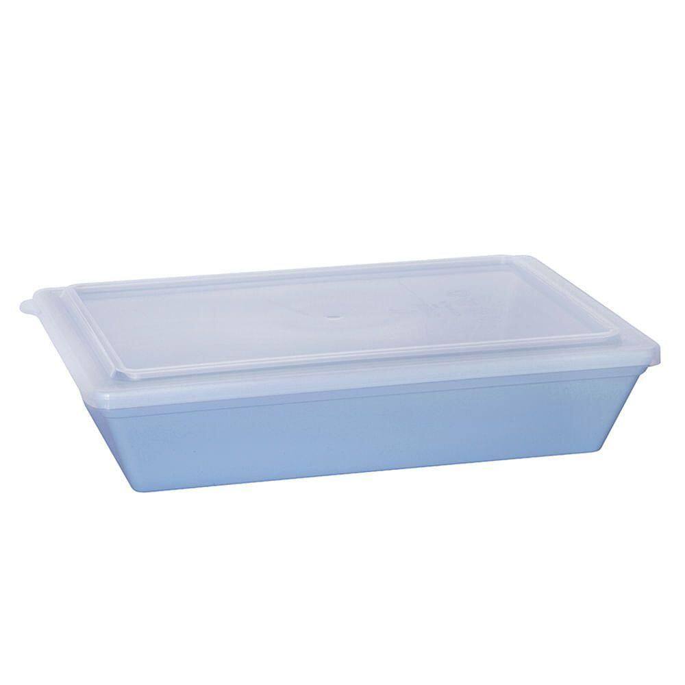 Travessa Stillo Retangular Com Tampa 5l Azul Em Polipropileno Linha Tendência Vem