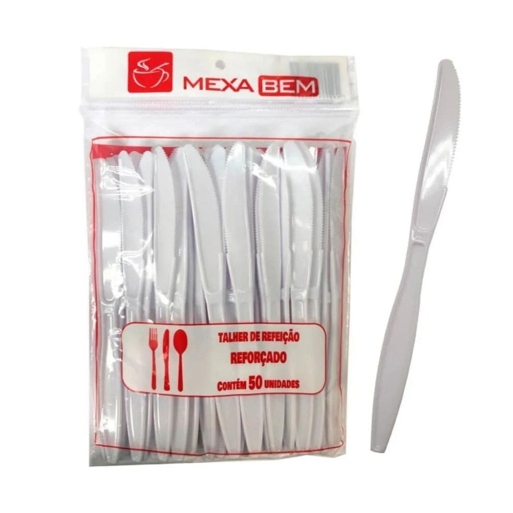 Kit C/1 Pct Faca Refeicao Master Branco C/50 Un (Mexa Bem)