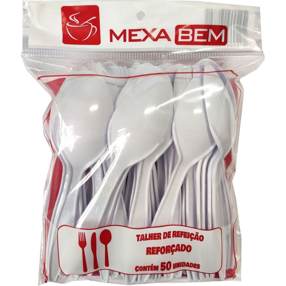 Kit 1 Pct Colher Refeicao Master Off White C/50 Un(Mexa Bem)