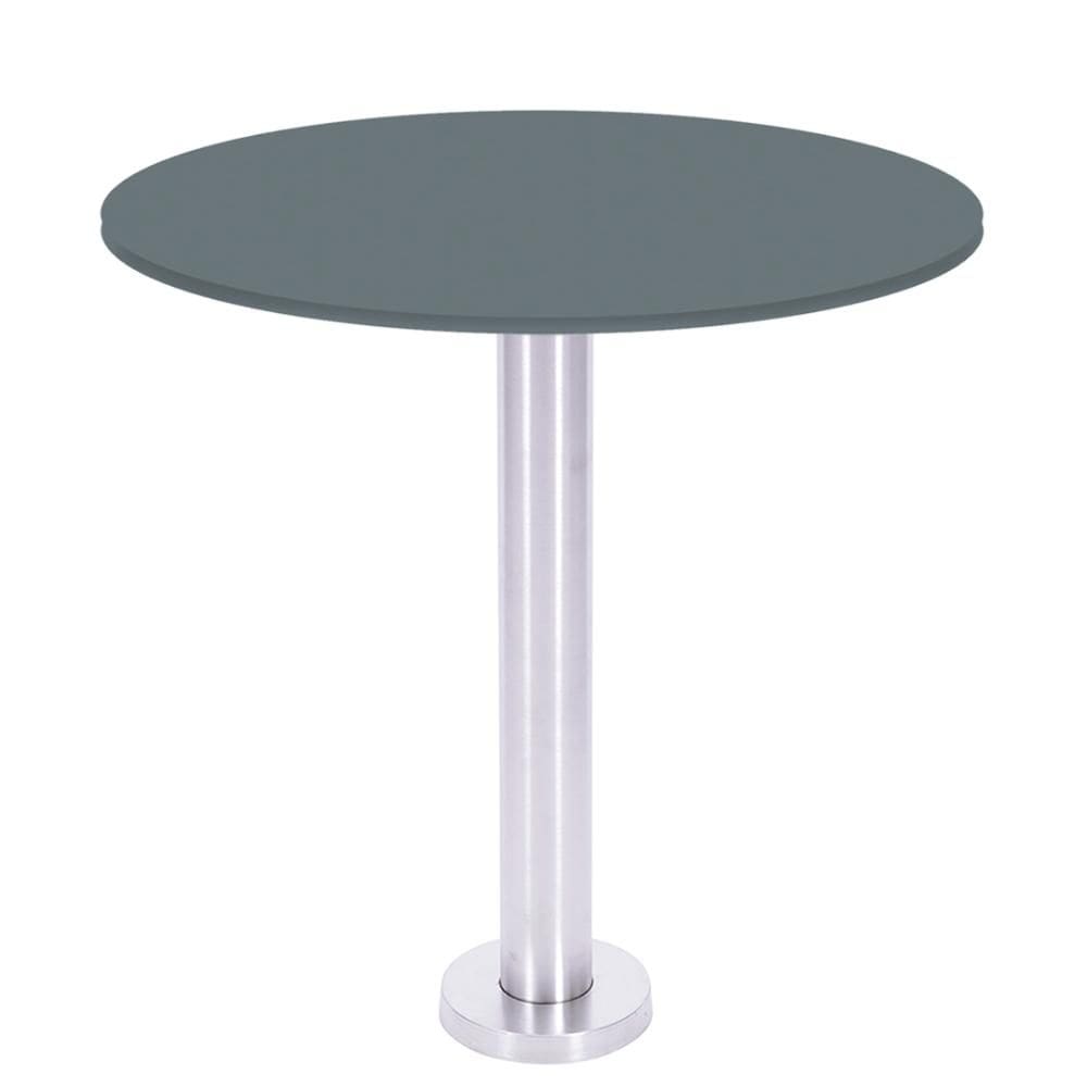 Mesa Beta Fixa Inox 71,50 cm (Alt) Disco Redondo Tampo MDP Redondo 80 cm (Larg) x 2,50 cm (Alt) Grafito