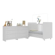 Berço 3 em 1 para Colchão 130x70cm com Rodízios e Cômoda Chantilly Multimóveis MP4290