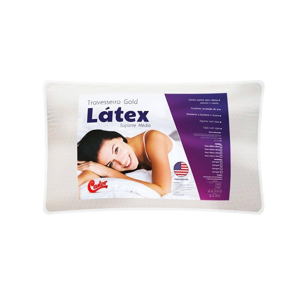 Travesseiro Castor Gold Star Látex Médio 45x65x16cm