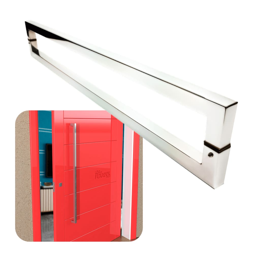 Puxador Portas Duplo Aço Inox Polido Slin 1,8 m para portas: pivotantes/madeira/vidro temperado/porta alumínio e portões