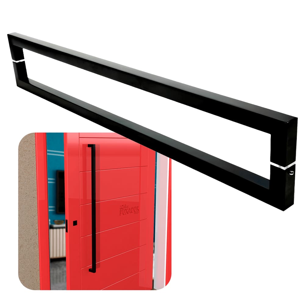 Puxador Portas Duplo Aço Inox Preto Slin 30 cm para portas: pivotantes/madeira/vidro temperado/porta alumínio e portões