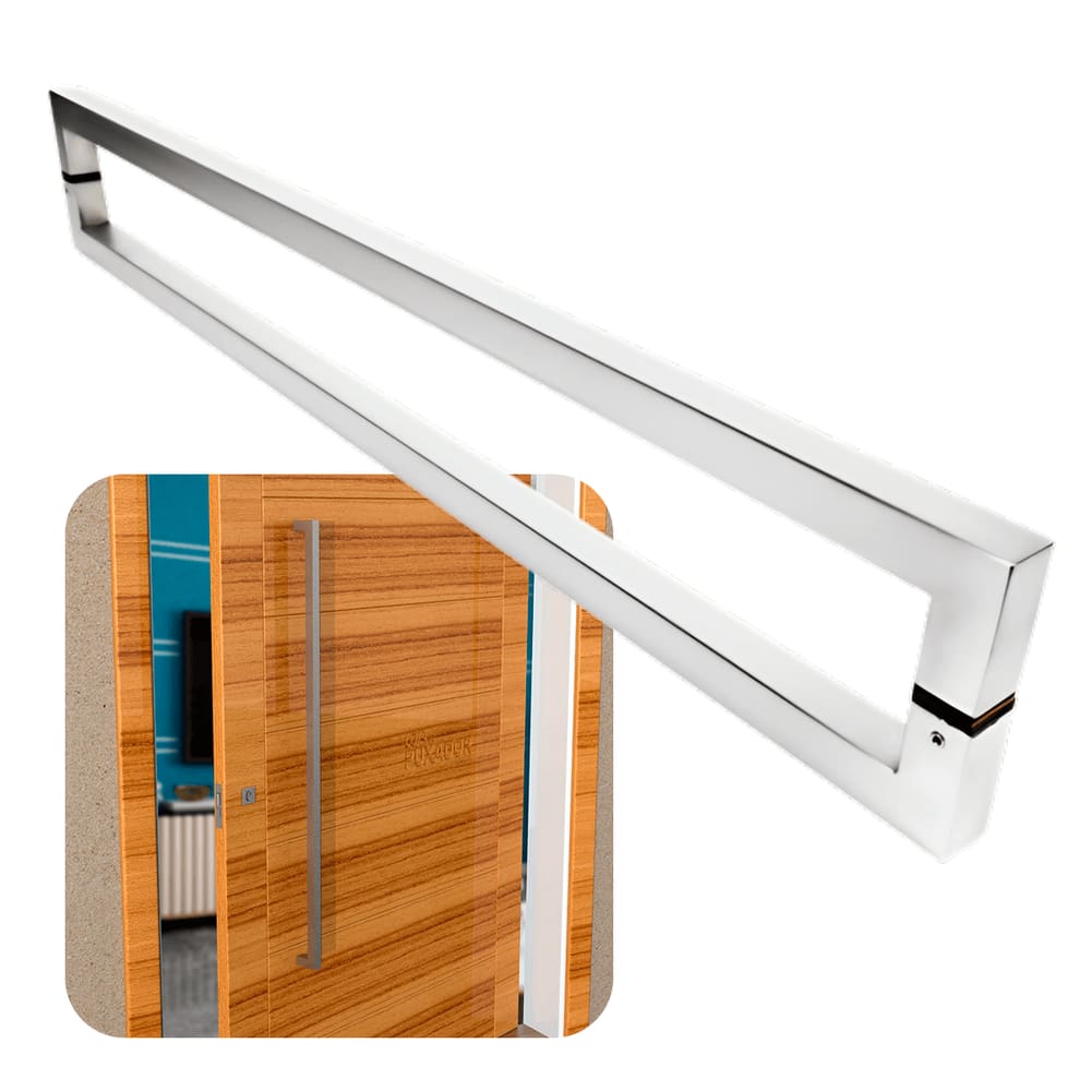 Puxador Portas Duplo Aço Inox Escovado Slin 40 cm para portas: pivotantes/madeira/vidro temperado/porta alumínio e portões