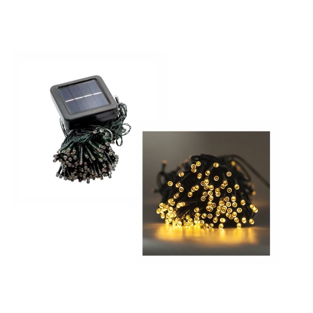 Pisca-Pisca Solar Led 12m 100 Leds Luz Ambar 3000K