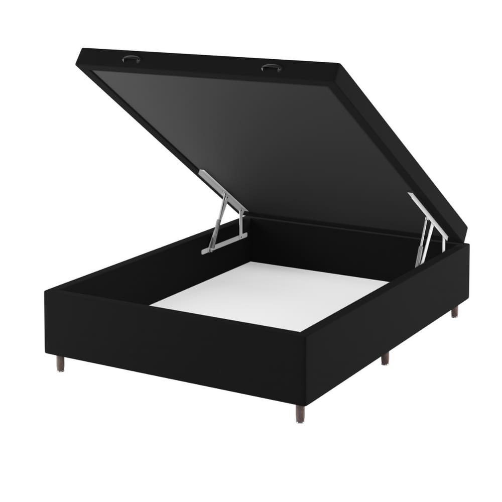 Base Box Bau Casal Cairo (43x138x188cm)  Preto - Casa Giulia
