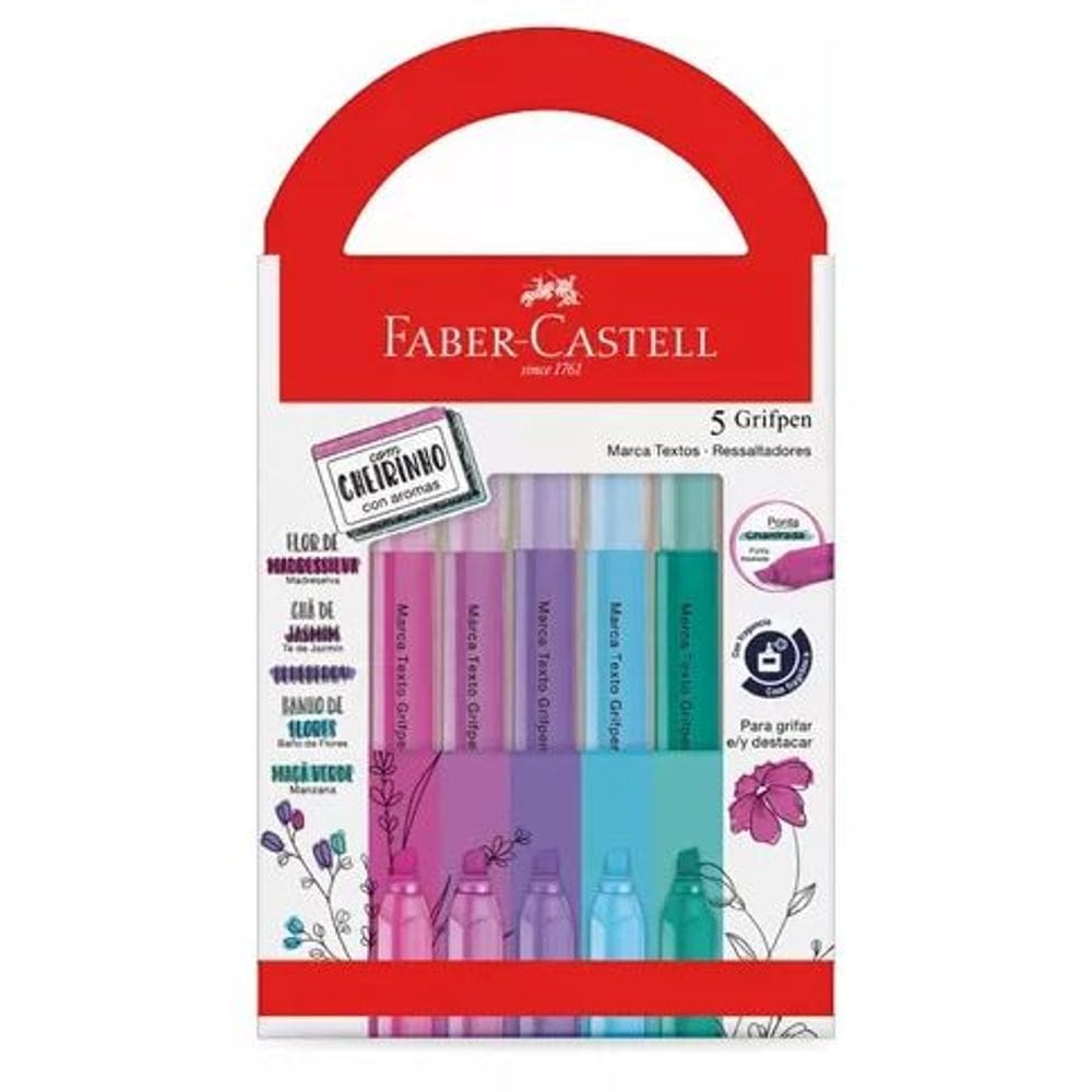 Marca-Texto Grifpen com Aroma Relaxa e Reequilibra 5 Cores Faber - Castell
