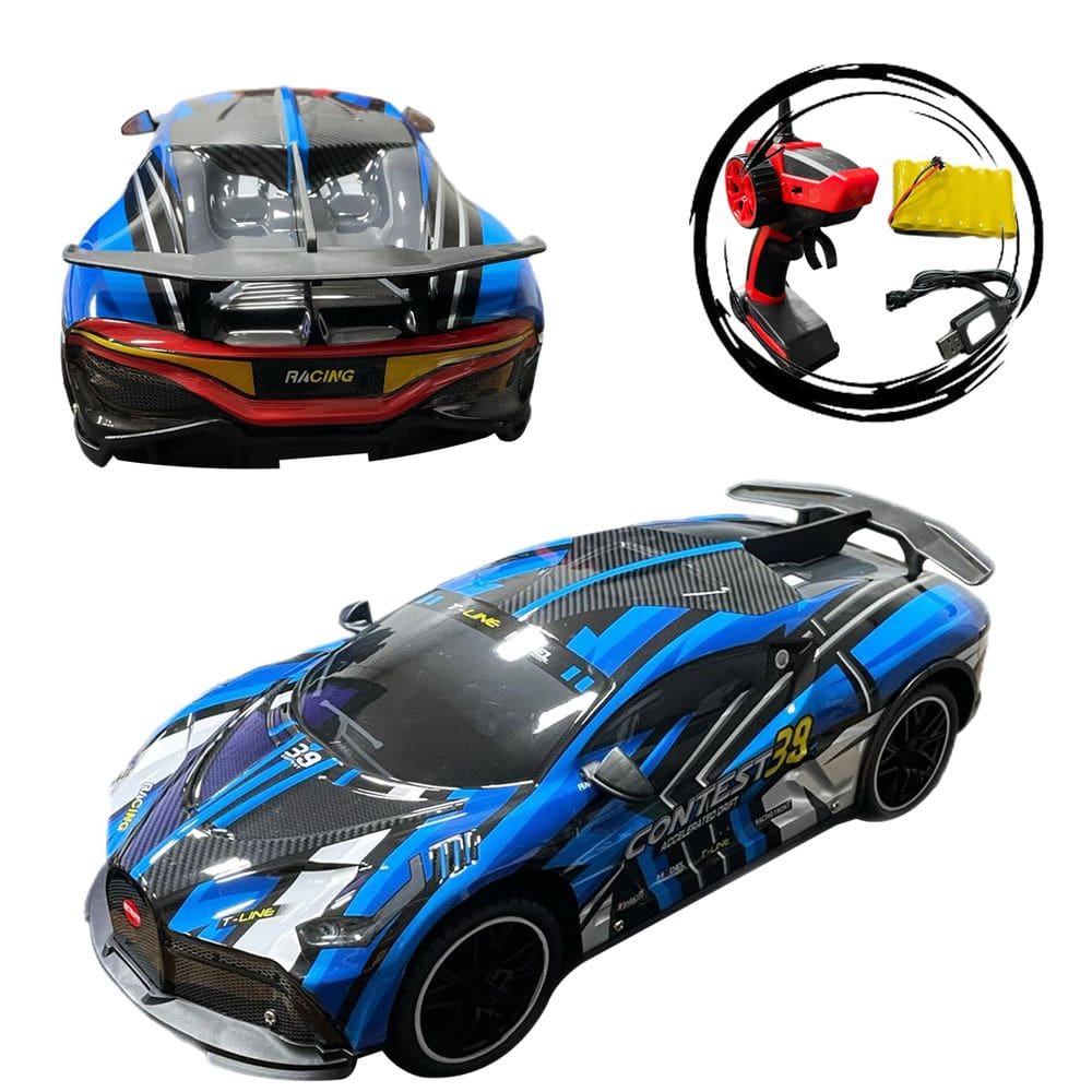 Carrinho Corrida Drift Controle Remoto Rc 2.4g 25km/h Azul