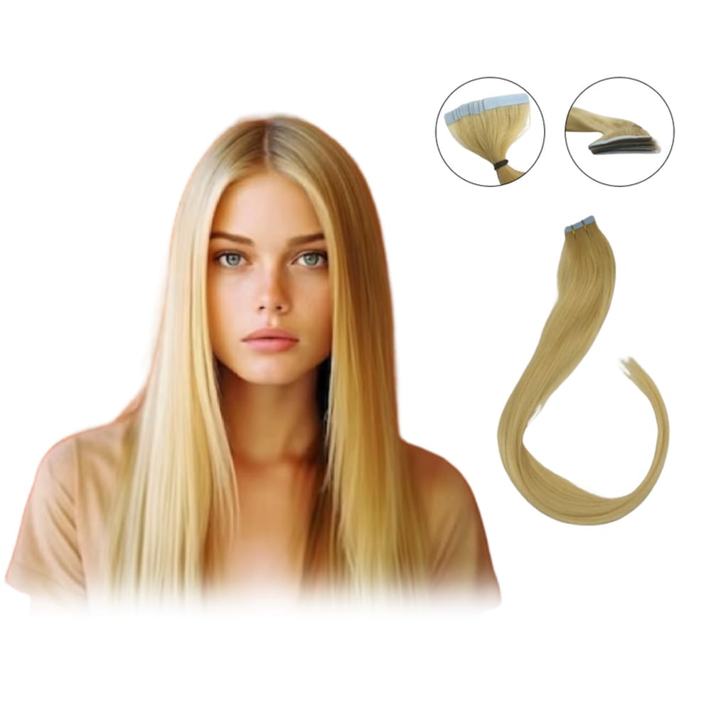 Mega Hair Fita Adesiva Cabelo Humano 60cm Loiro Médio