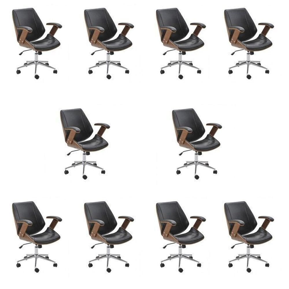 Kit 10 Cadeiras de Escritório Diretor Giratória Office Lisboa Preto
