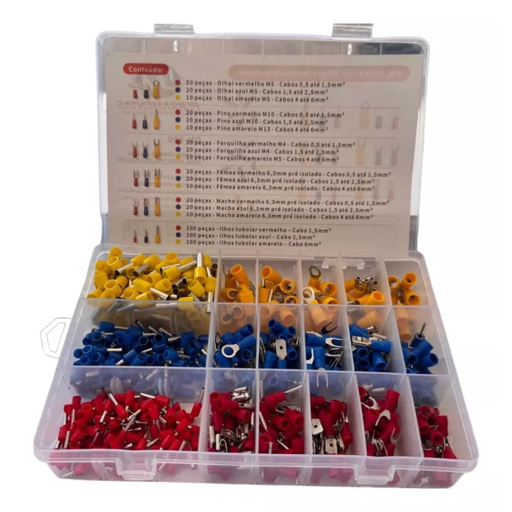 Kit Terminais Isolados Olhal, Garfo, Pino, Faston E Ilhos Adicionar aos favoritos