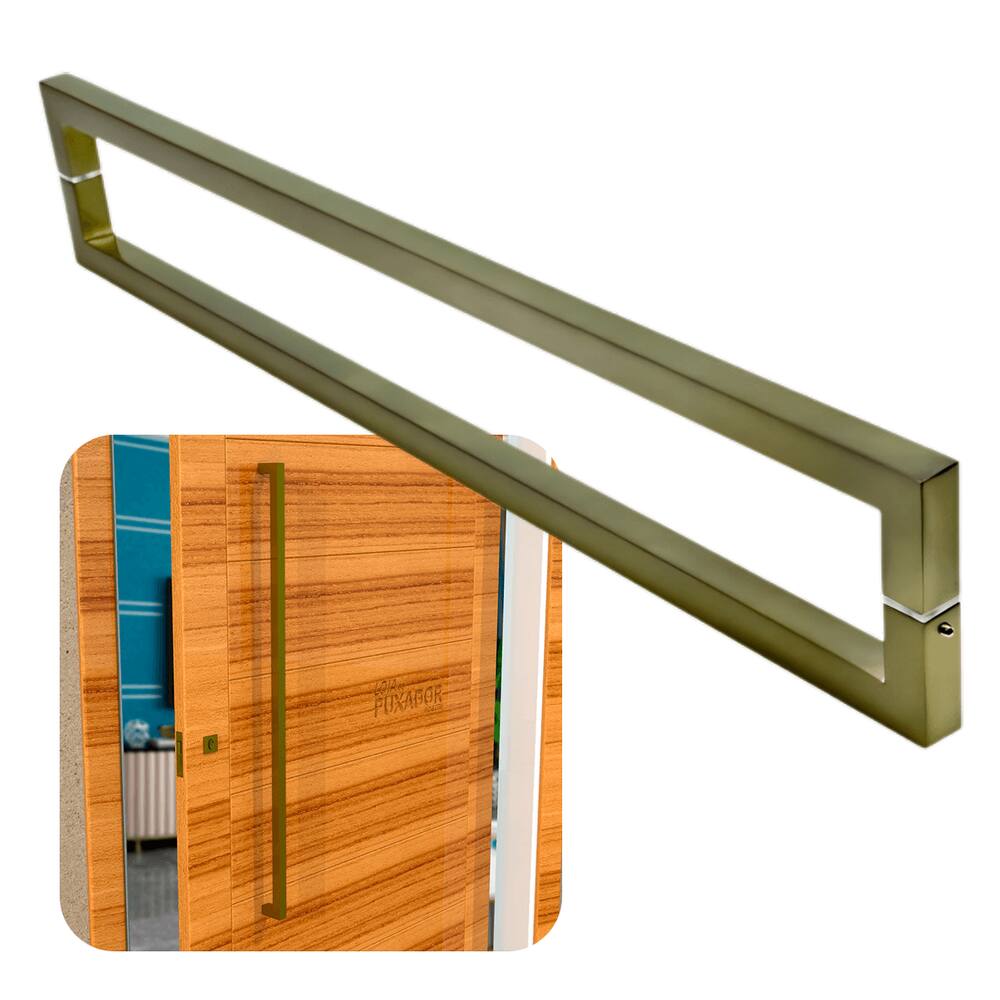 Puxador Portas Duplo Aço Inox Antique Ouro Velho Slin 40 cm para portas: pivotantes/madeira/vidro temperado/porta alumínio e portões