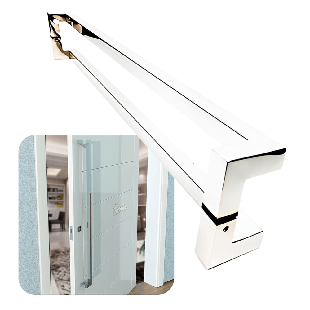 Puxador Portas Duplo Aço Inox Polido Athenas 50 cm para portas: pivotantes/madeira/vidro temperado/porta alumínio e portões