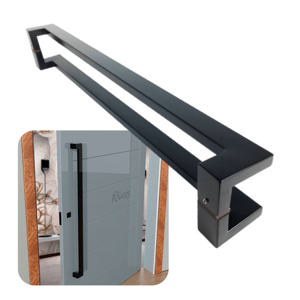 Puxador Portas Duplo Aço Inox Preto Fosco Grécia 1,80 m para portas: pivotantes/madeira/vidro temperado/porta alumínio e portões