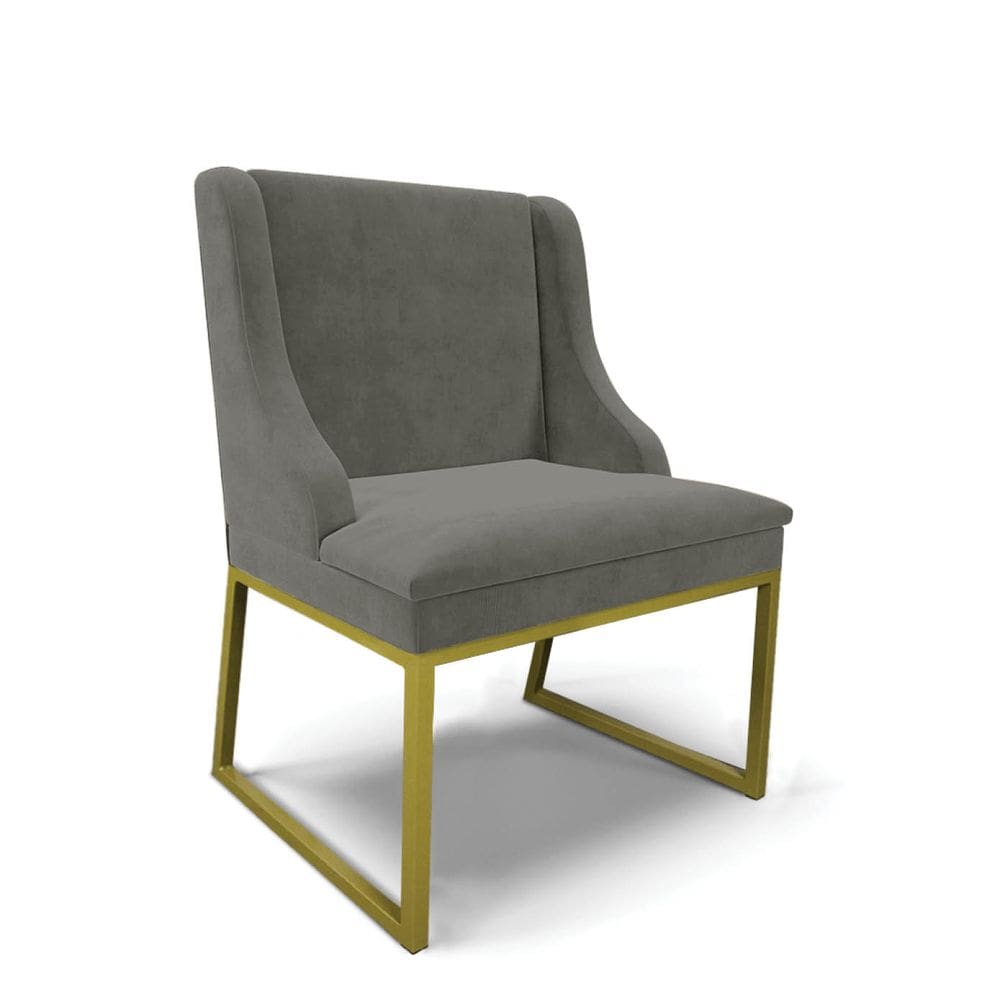 Cadeira Sala de Jantar Industrial Dourado Liz Suede Grafite D03 - D`Rossi
