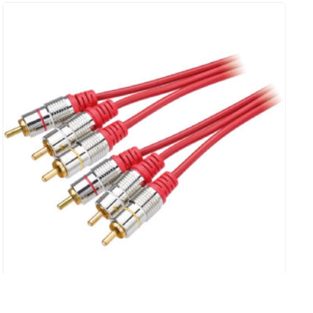 Cabo 3 Rca + 3 Rca Gold Fitz 3M Vermelho