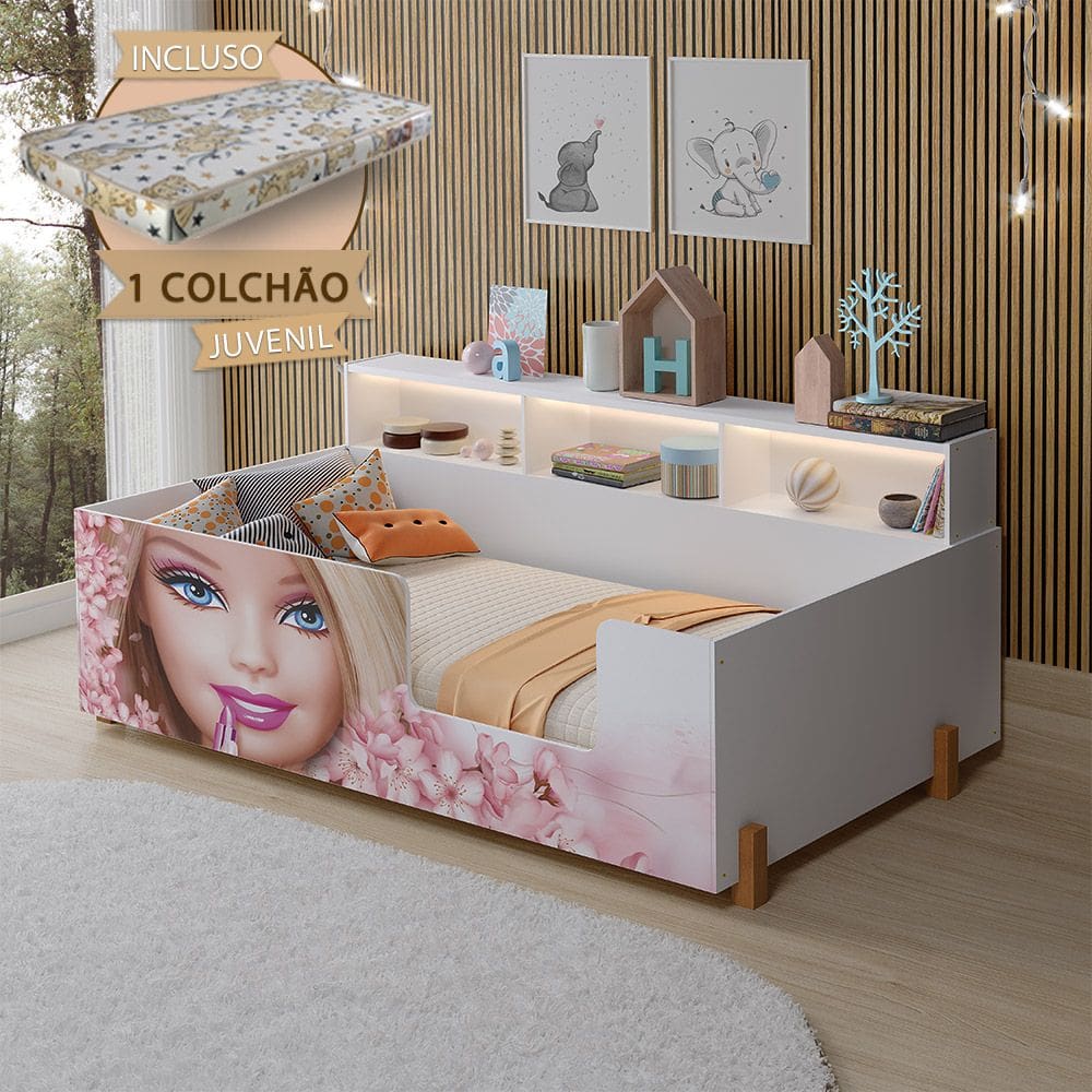 Cama Doçura Boneca Princesa Juvenil Branca + Colchão