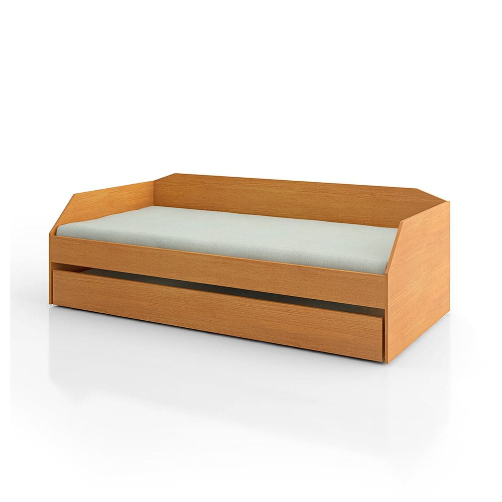 Bicama Solteiro Duo Com Cama Auxiliar Em Mdf Premium Nature Com 2 Colchões
