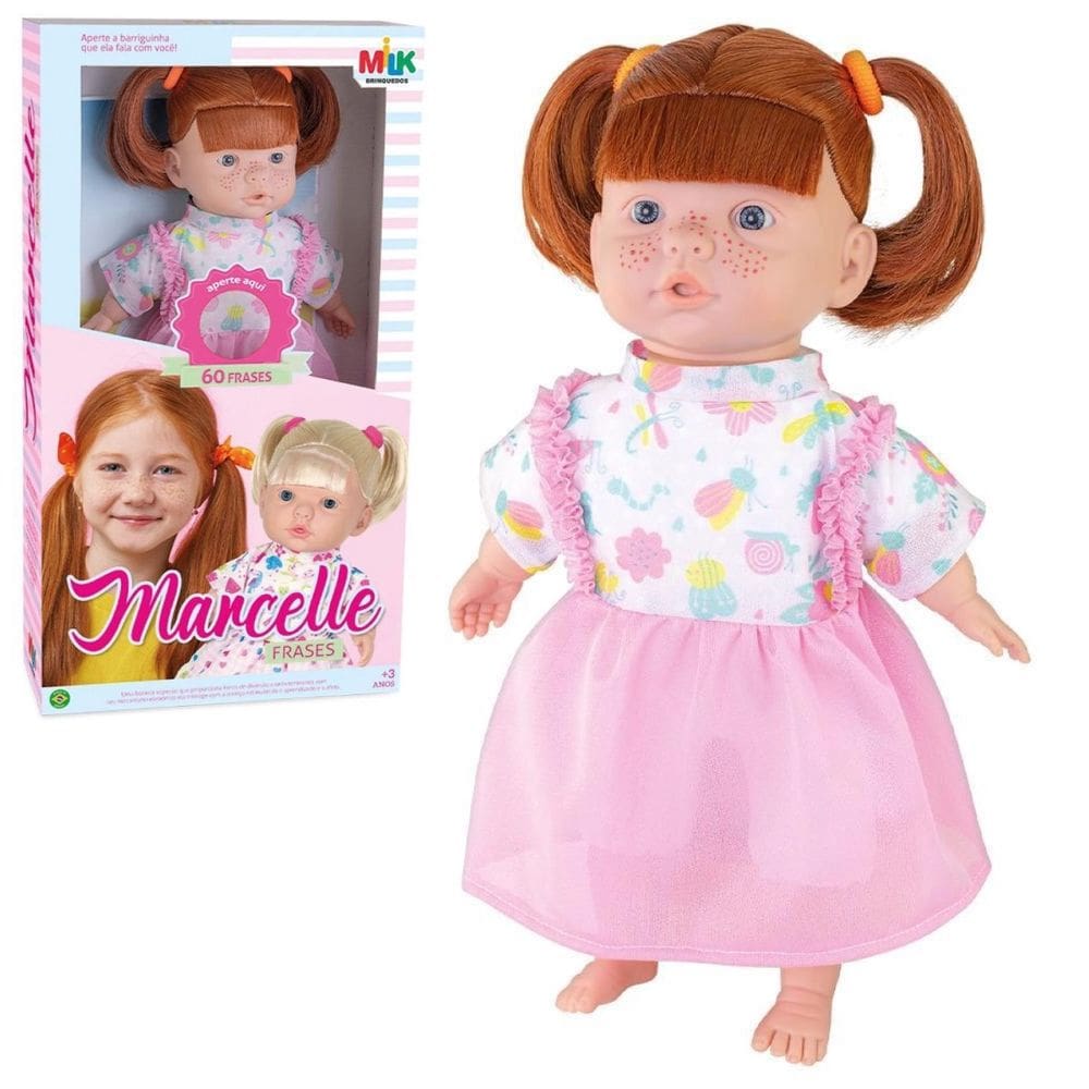 Boneca Marcelle Reborn Brinquedo Ruiva Fala 60 Frases Milk