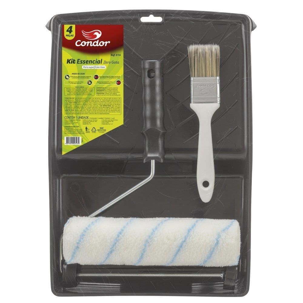 Kit Condor Pintura 816 4 Peças Rolo/Suporte/Bandeja/Trincha