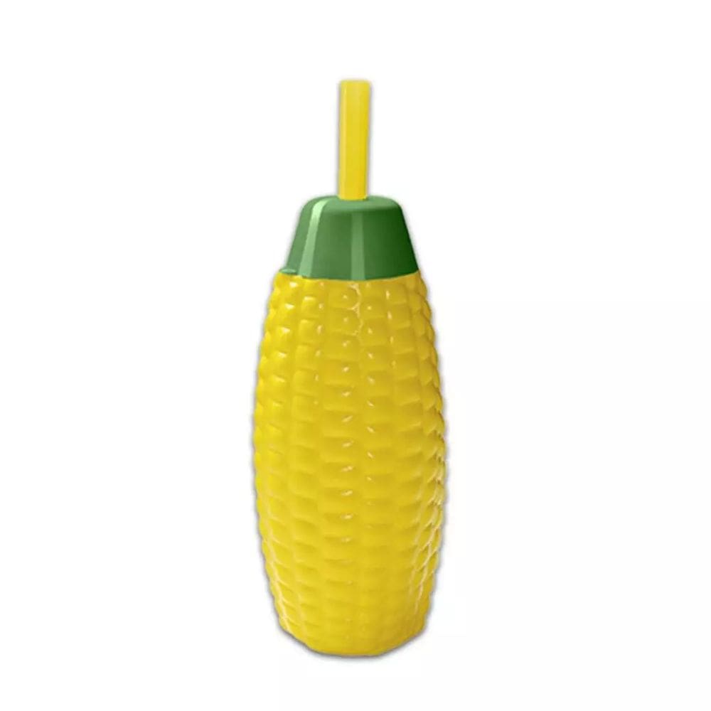 Copo Formato Milho Verde com Canudo 300ml 5 unidades- Decoração Festa Junina São João